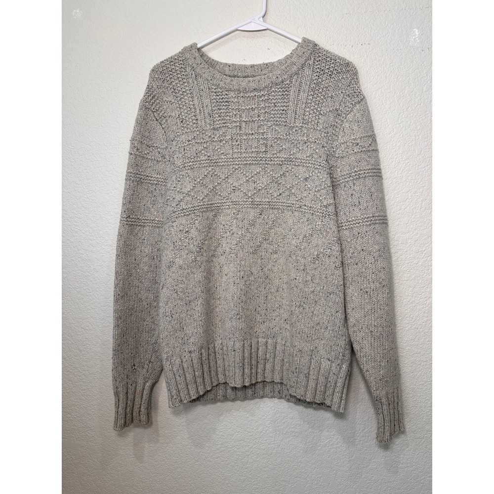 Levis Mens Wool Blend Donegal Fleck Textured Knit Crewneck Sweater Gray Medium